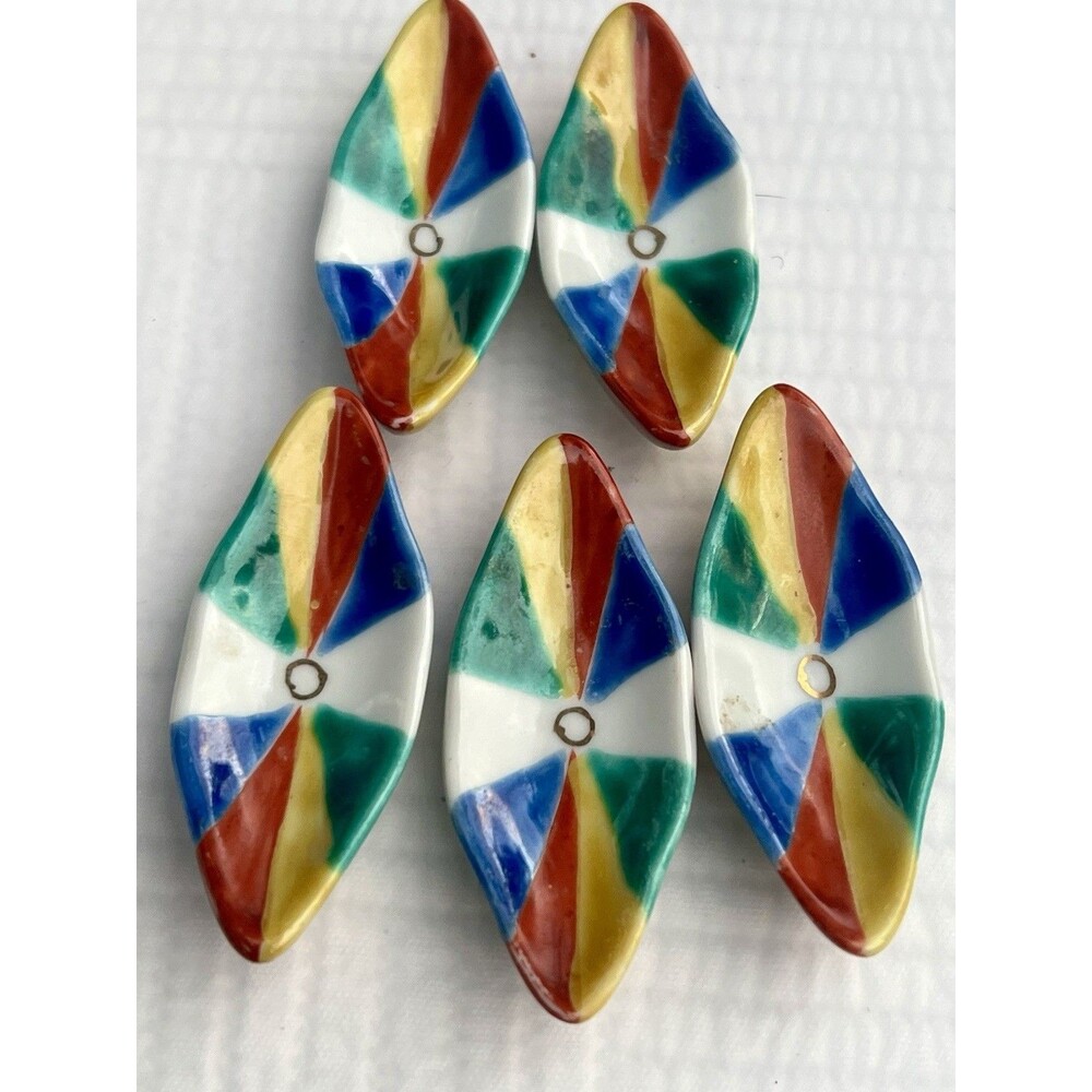 Vintage Kutani Ware Japanese Hashioki Chopstick Rests Set of 5 Paper Balloon